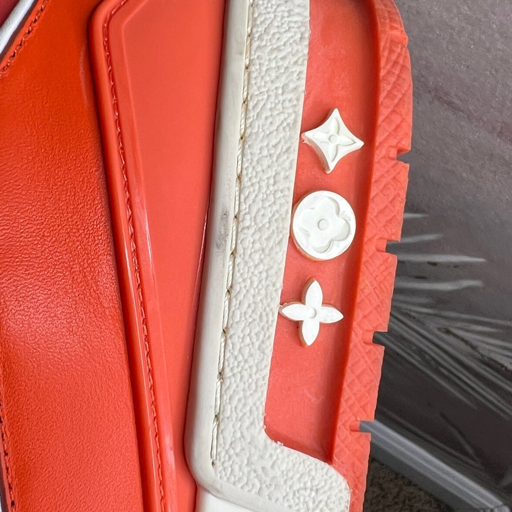 Louis Vuitton Men's Vibrant Orange and White Sneakers - Picture 10 of 10